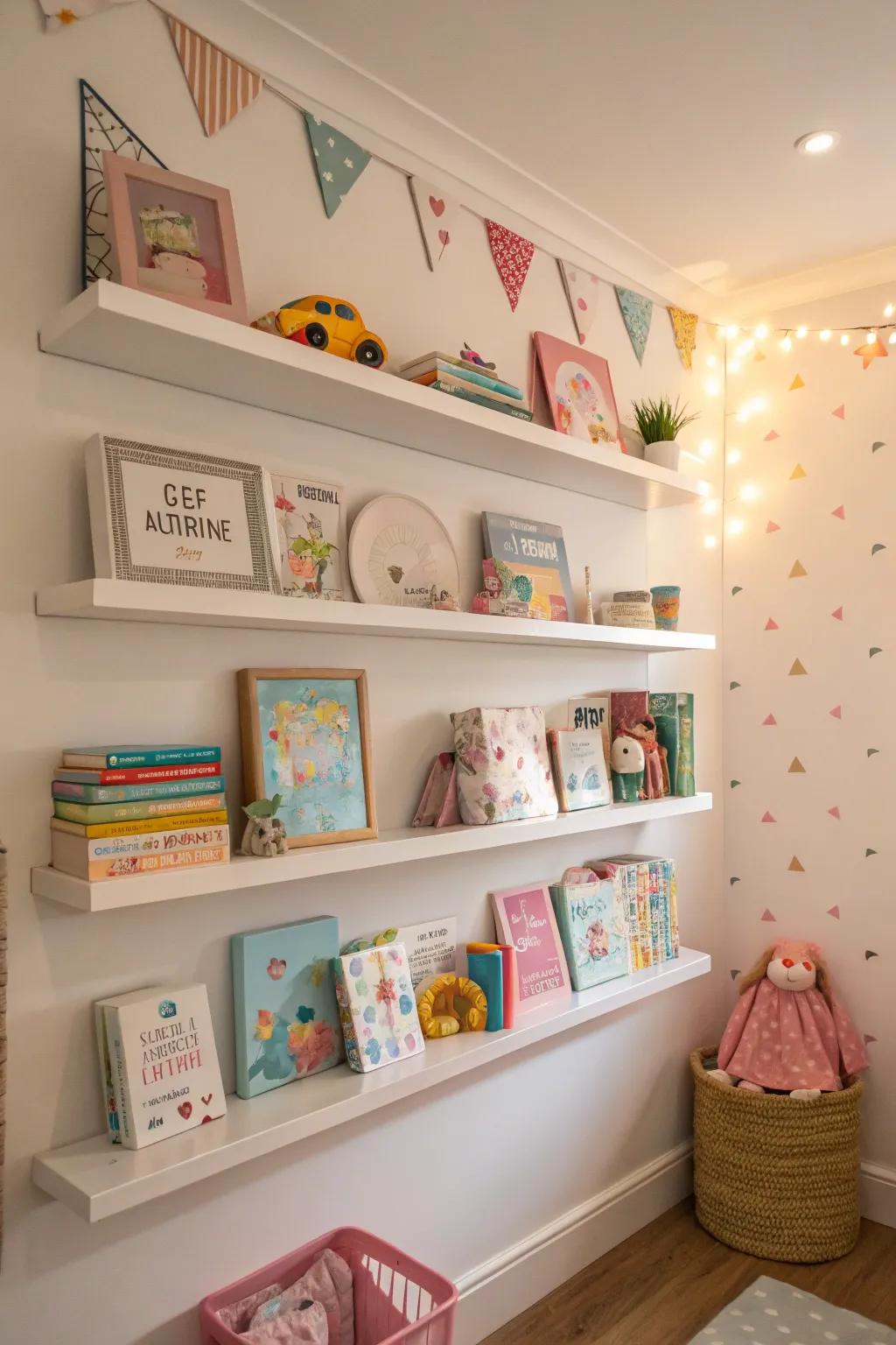 Wall mounts maximize space while displaying favorite items.