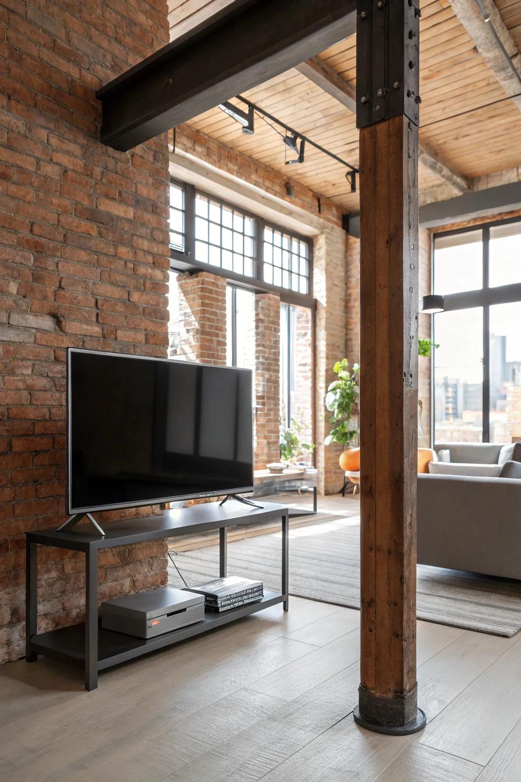 Achieve an urban edge with an industrial metal TV frame.