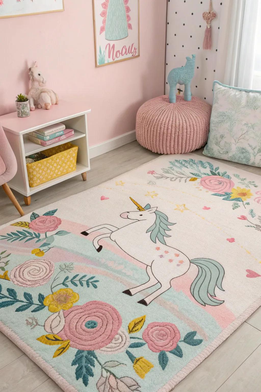 A fantasy floor mat bringing the room together.