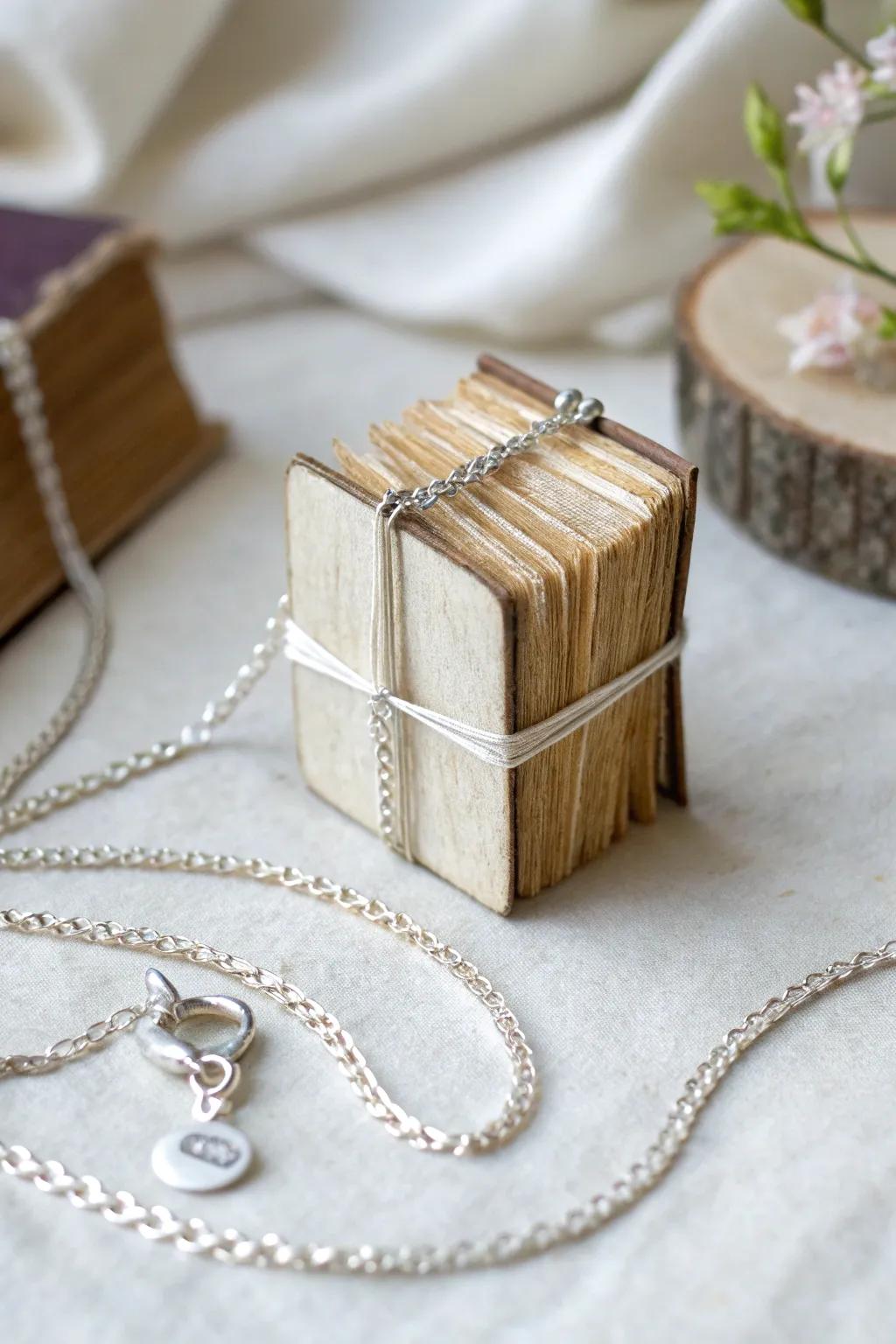 Literary elegance meets free-spirited chic with a unique mini book necklace&mdash;a story you can wear.