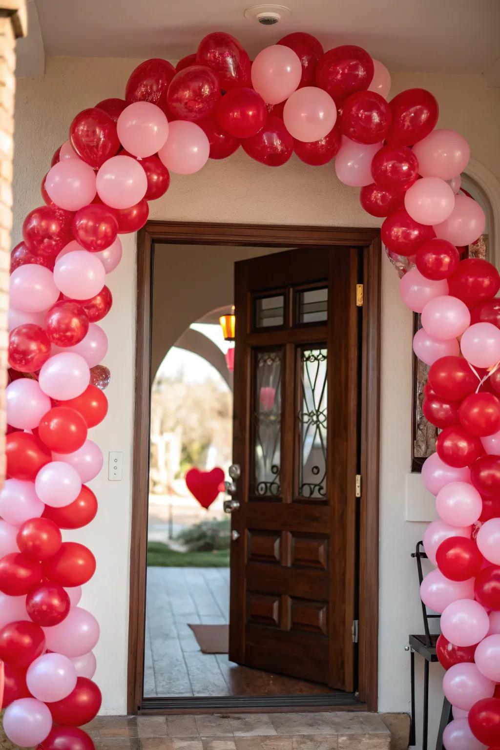 A celebratory aerostat archway imparts your front entrance a spirited and cheerful vibe.