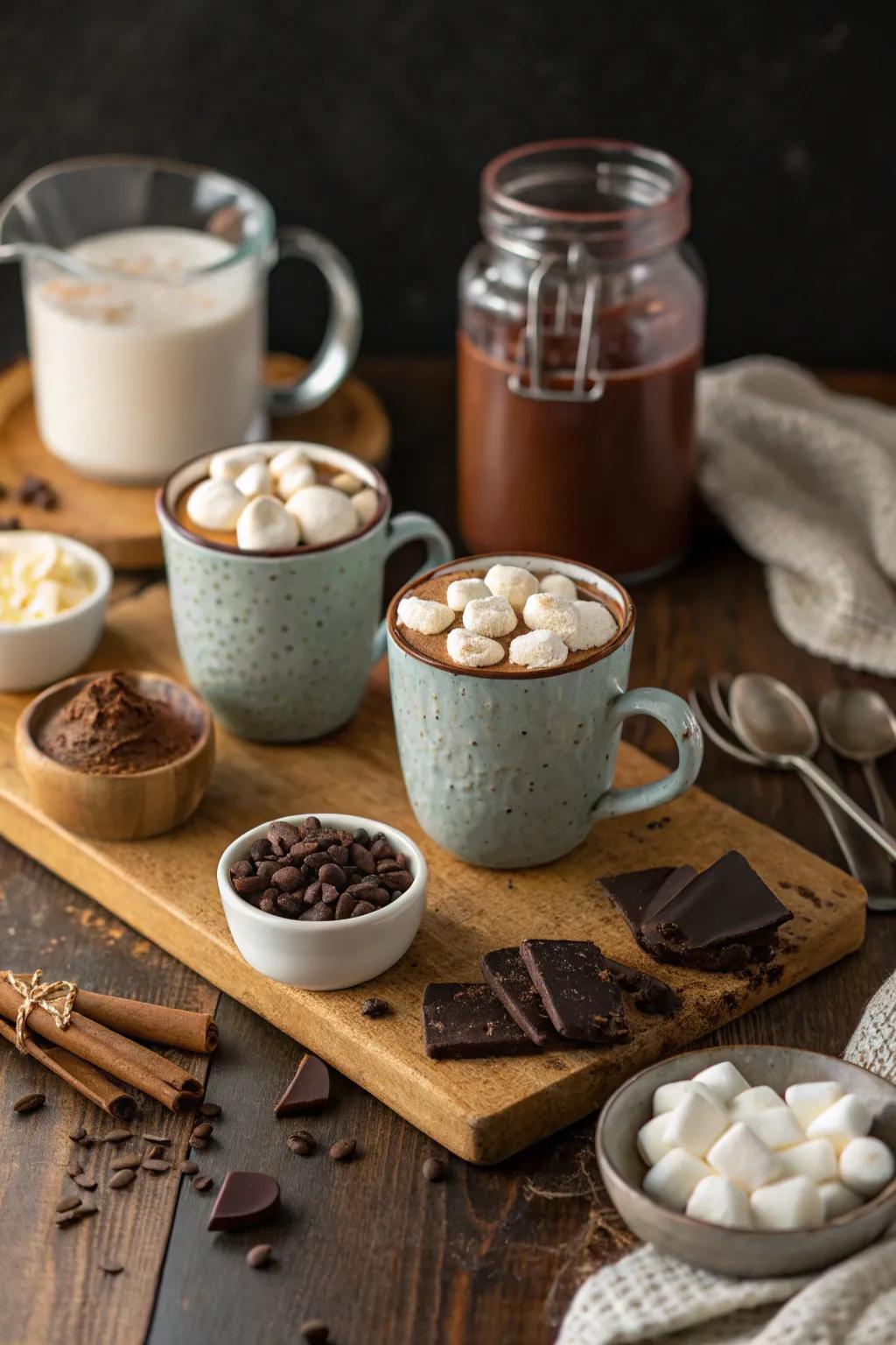 Forge warmth and solace via a heated cocoa station.