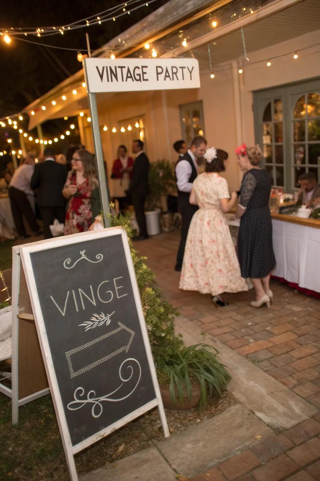 Chalkboard signs direct guests with style and charm.