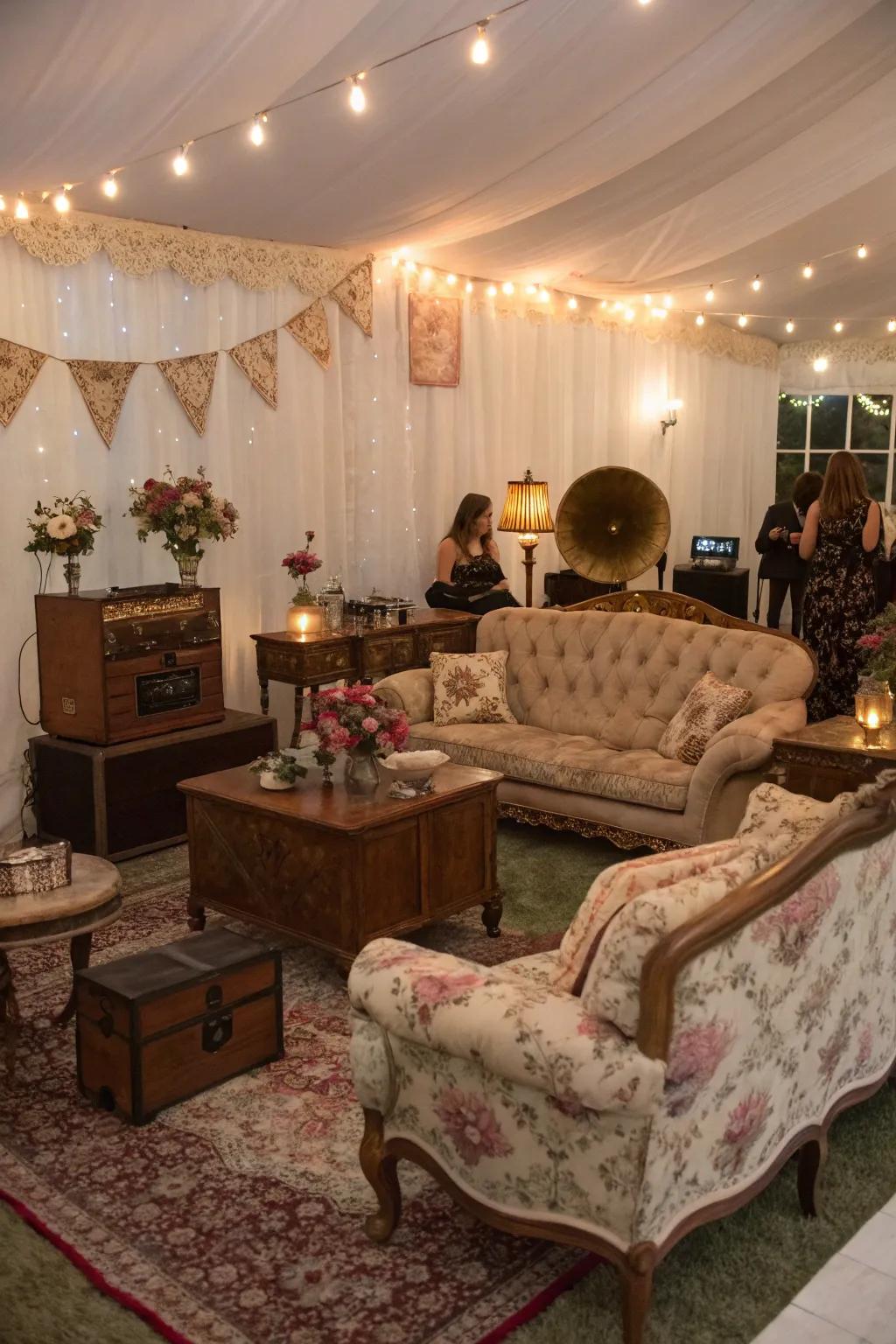 A sophisticated hideaway area featuring antique furniture for guests to enjoy.