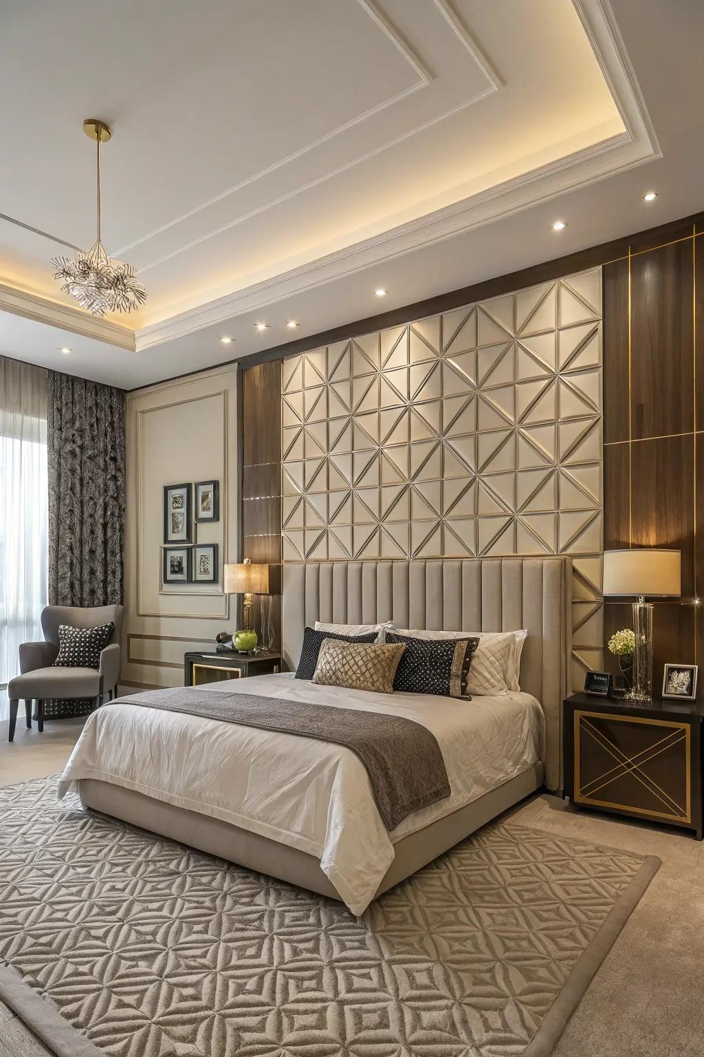 Geometric designs in paneling make a striking, artistic declaration.
