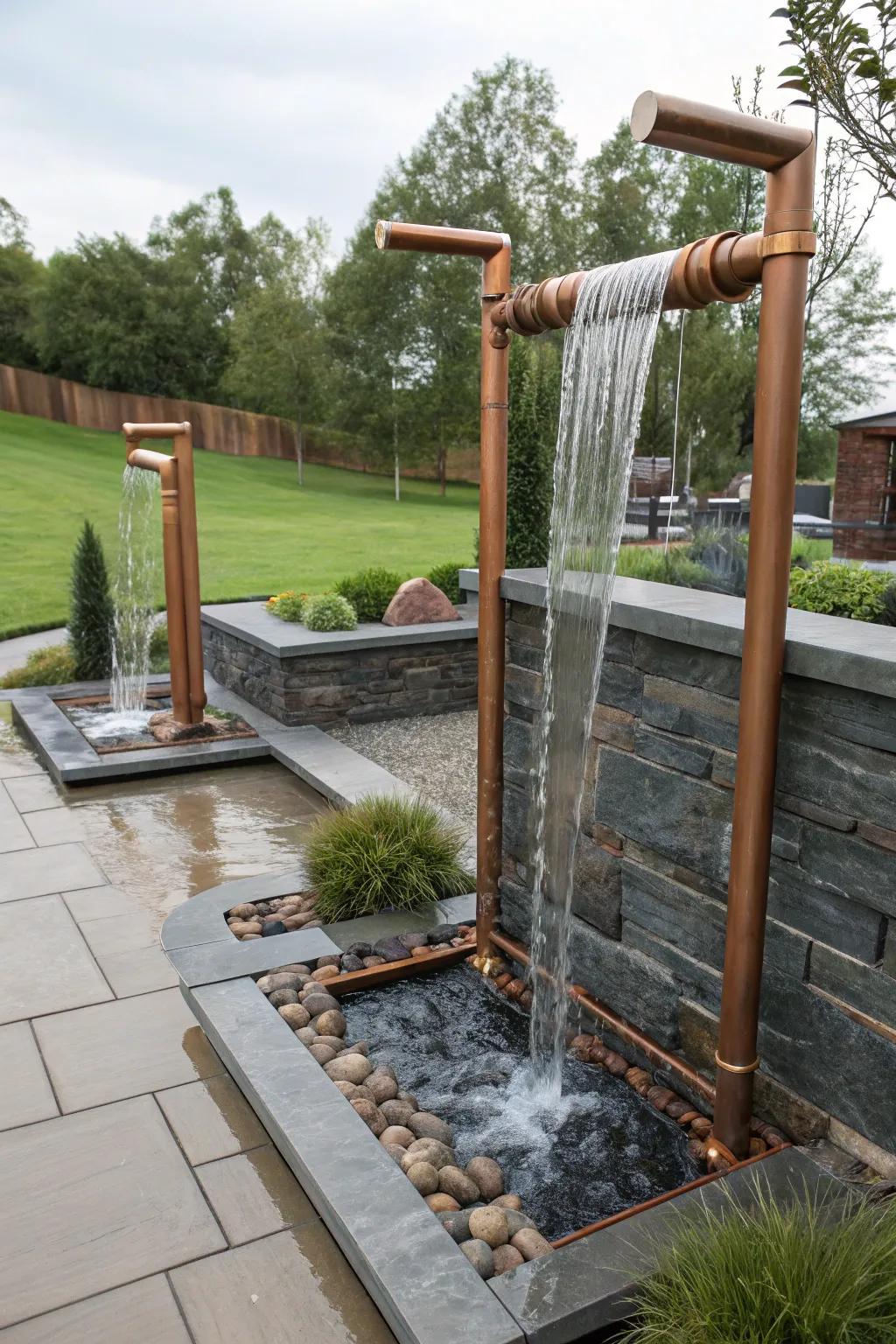 Bronze lines offer a polished and modern touch to your water feature.