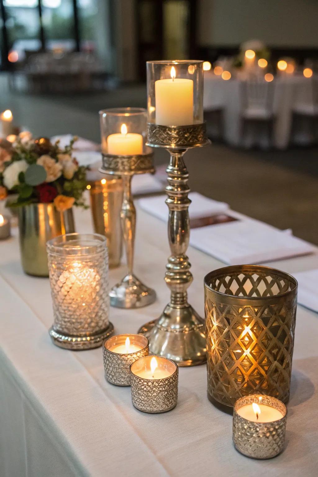 Assorted metallic finishes appending texture and intrigue to the table.