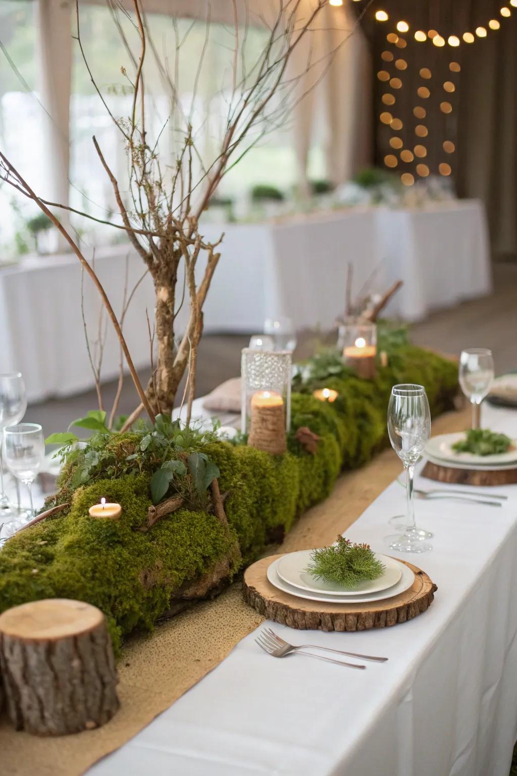 Nature-inspired styling infuses an organic sensation into wedding tables.