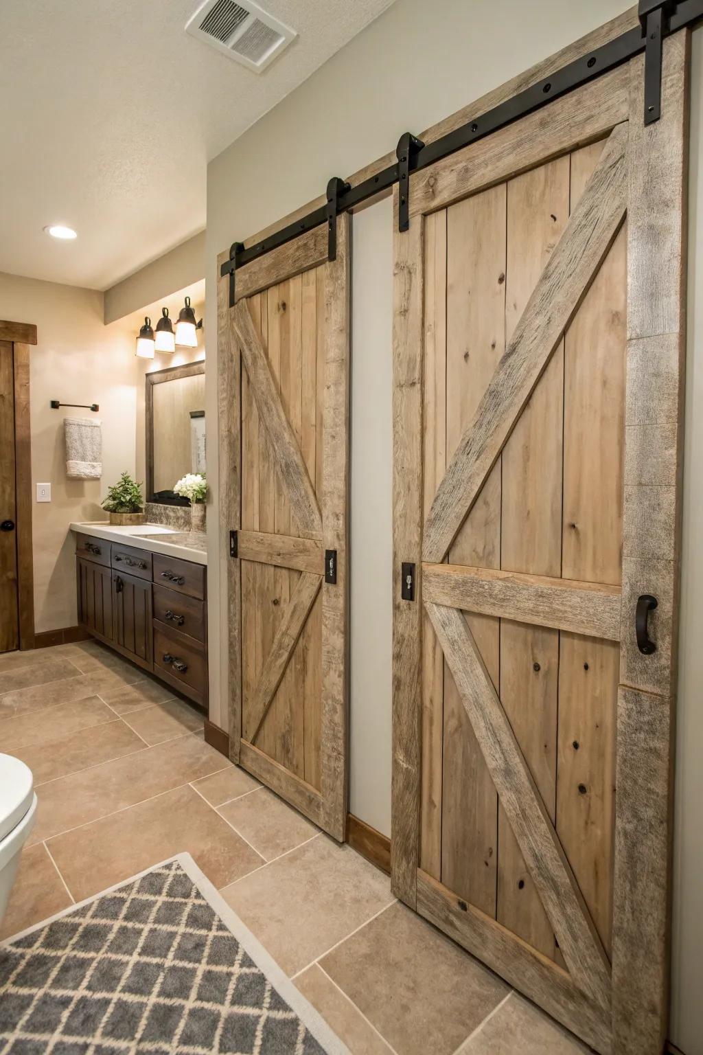 Barn doors are both fashionable and useful.