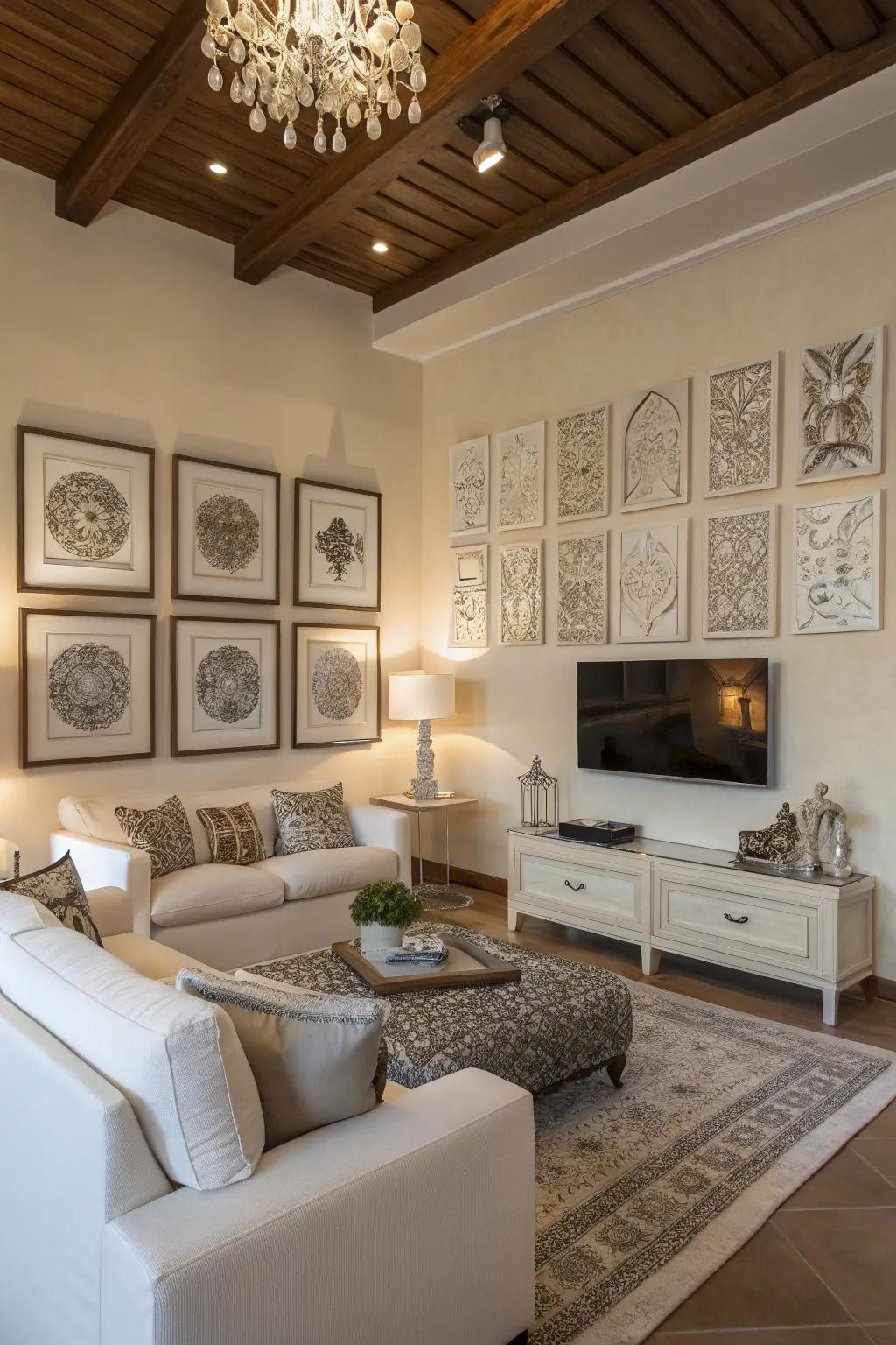 Brighten your walls with chic white and silver art pieces.