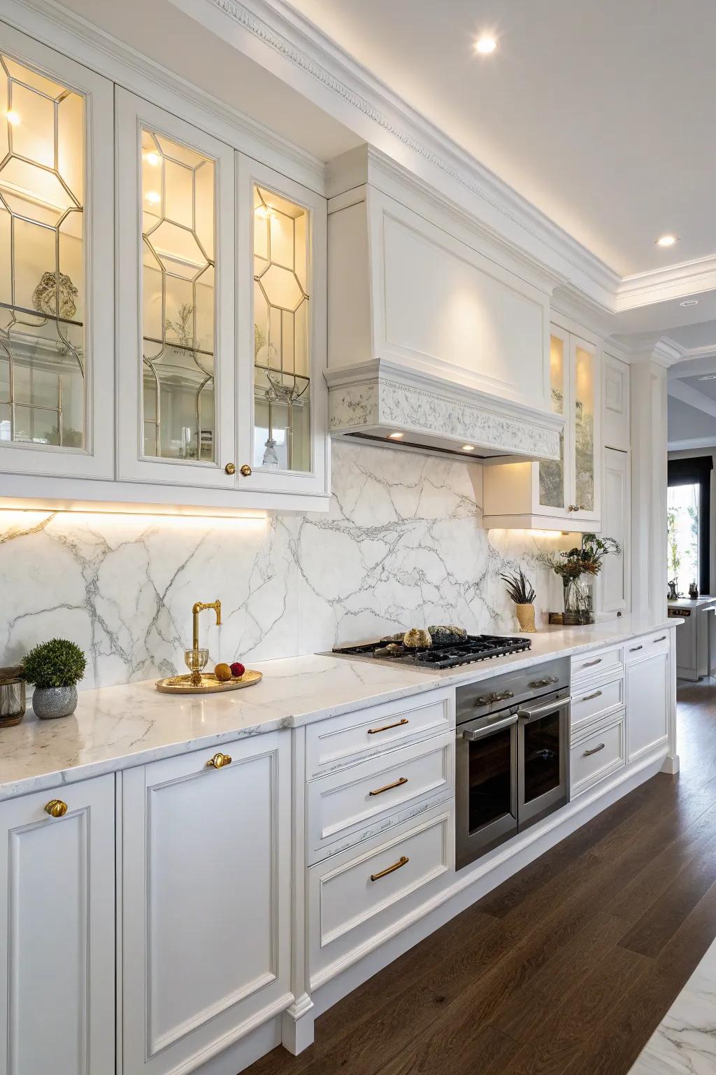 Cream stone slabs emitting enduring grace to pristine units.