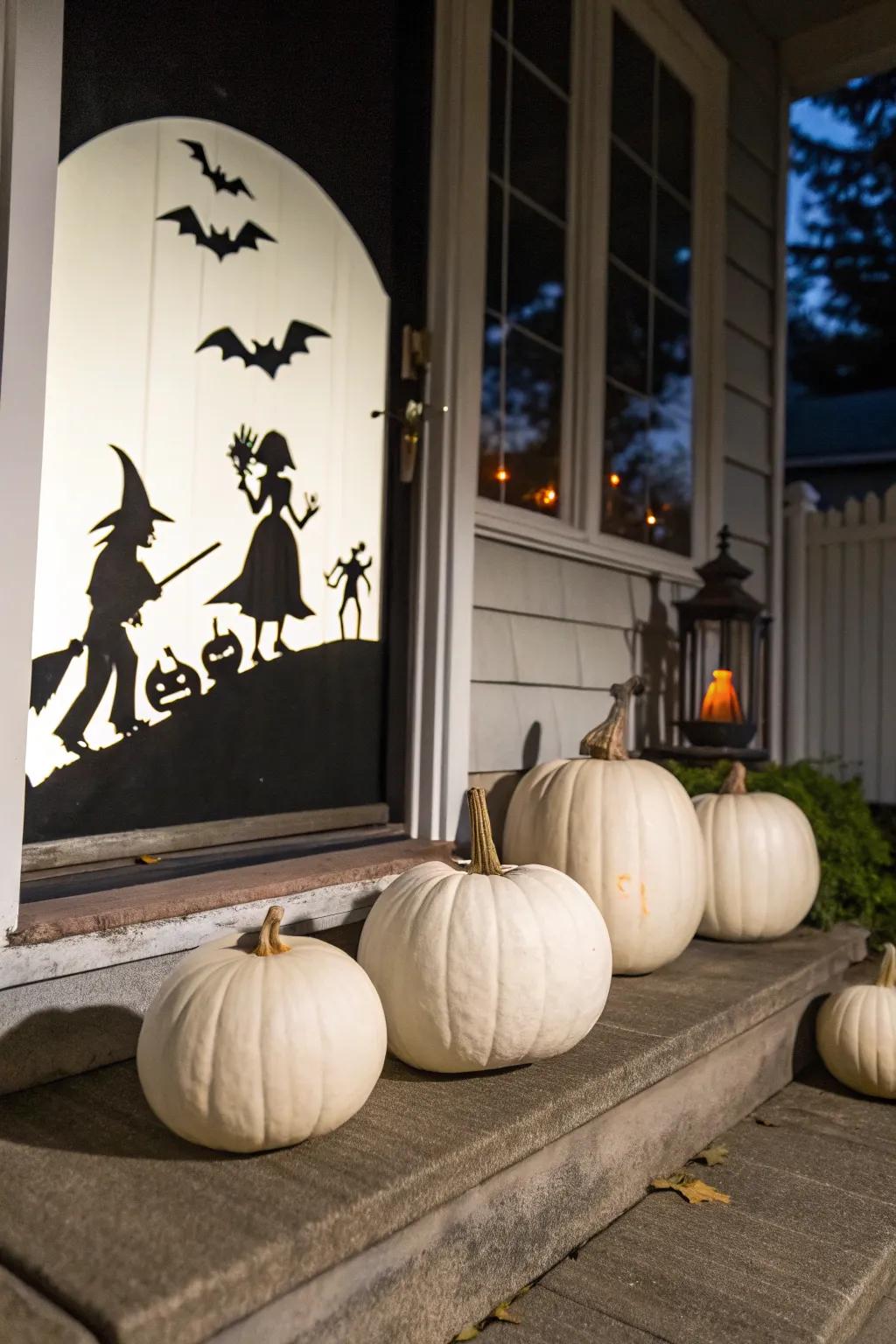 Eerie shadows for a Halloween pumpkin display.