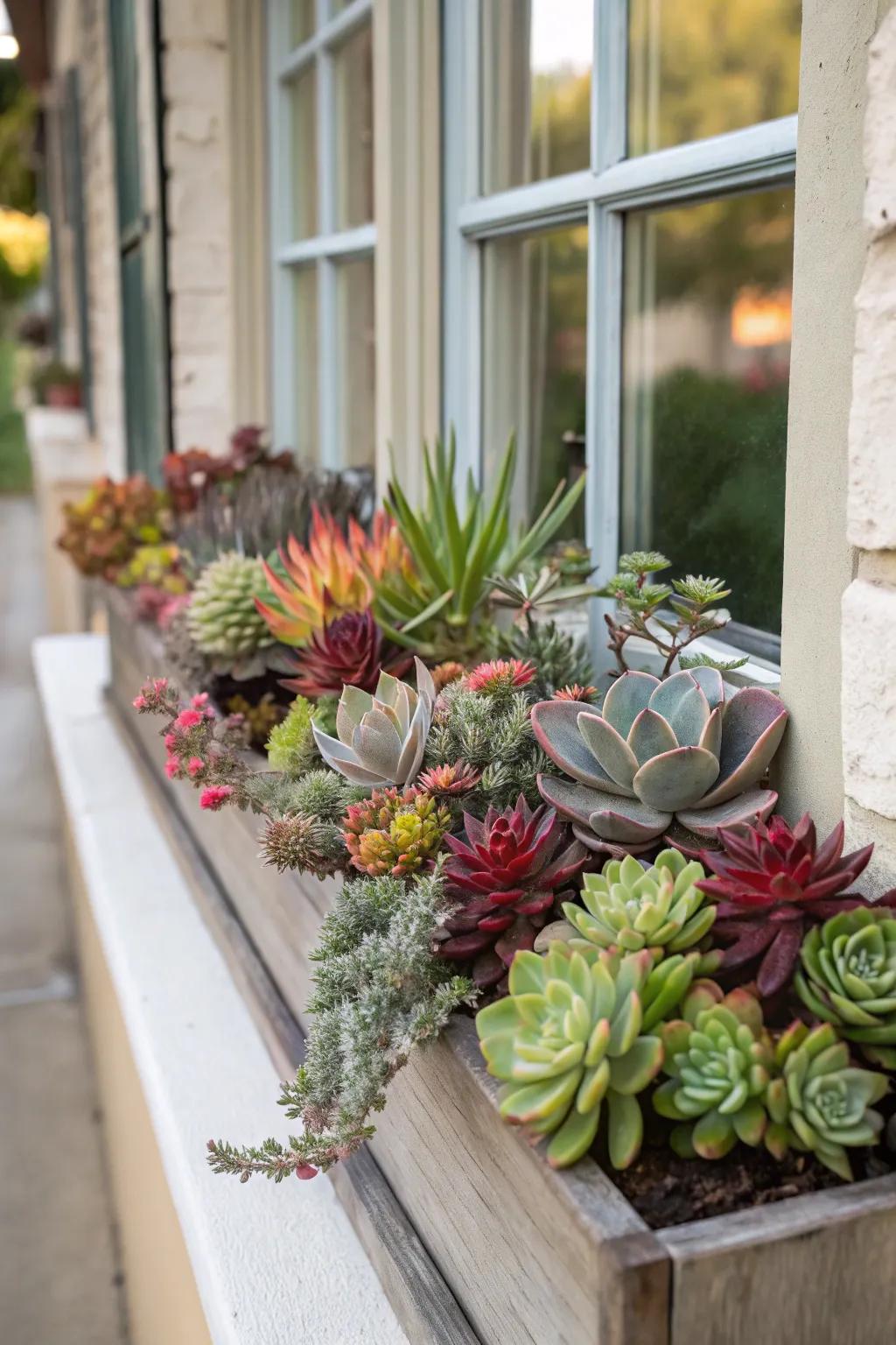 A singular twist through outdoor succulents.