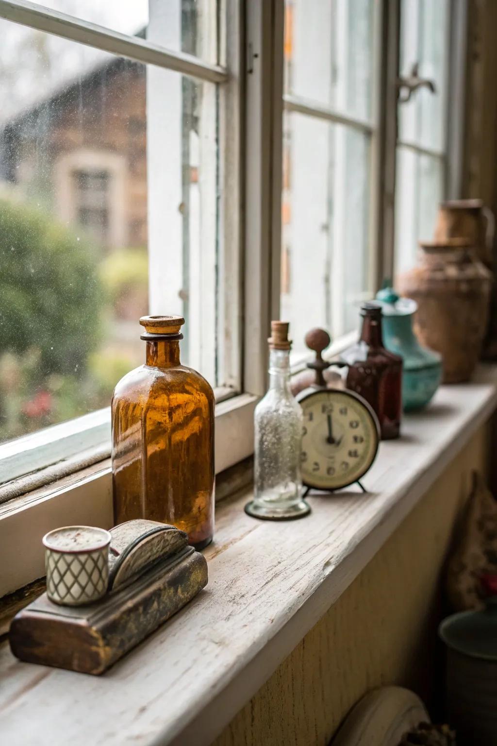 Retro discoveries add charm and history to the windowsill.
