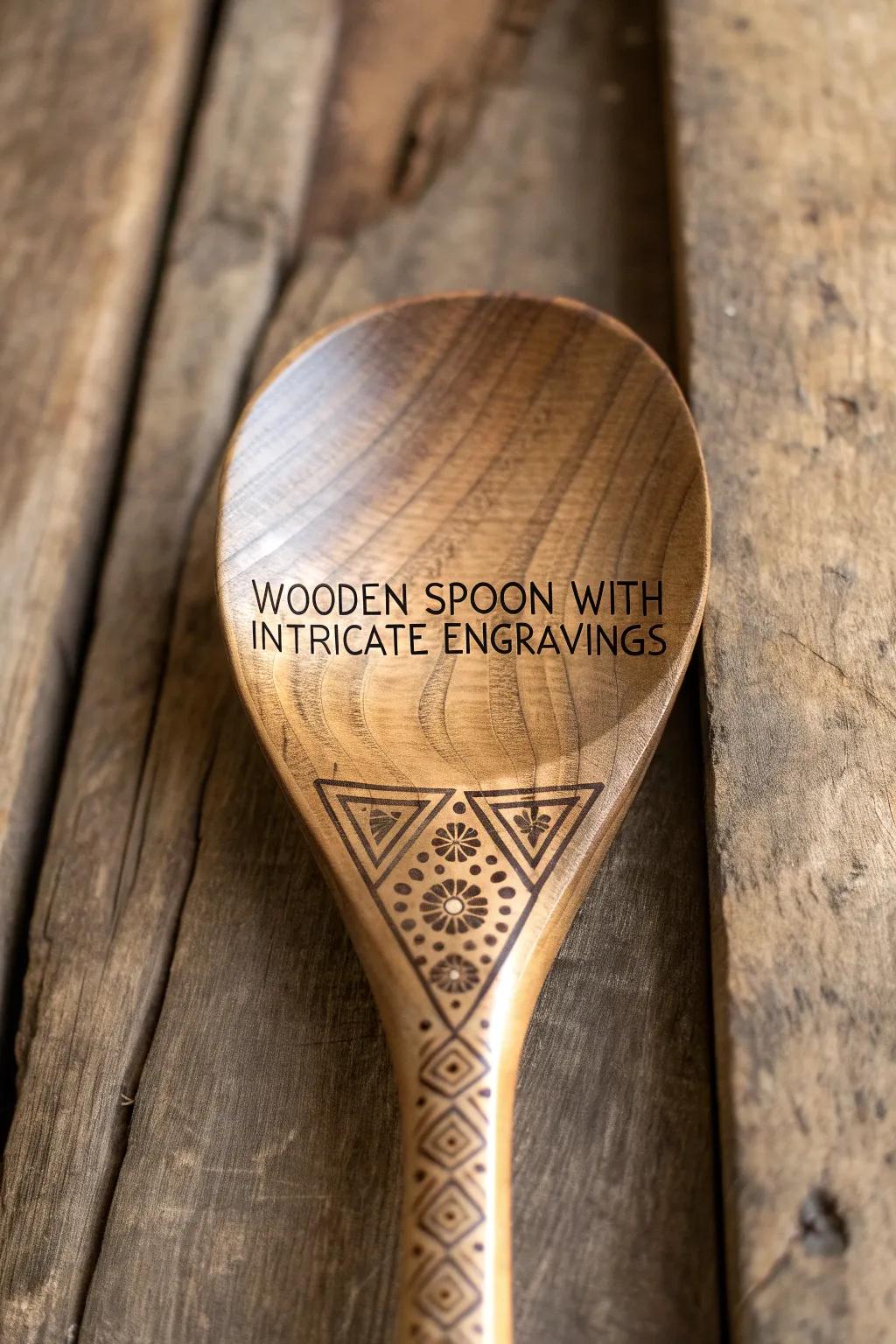 Elevate your kitchen with the artistry of engraved wooden spoons.