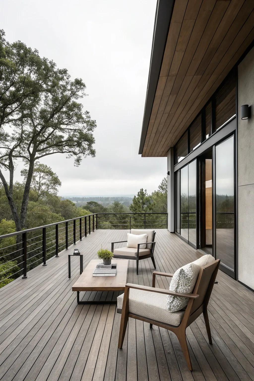 A minimalist deck design delivers a pristine and contemporary aesthetic.