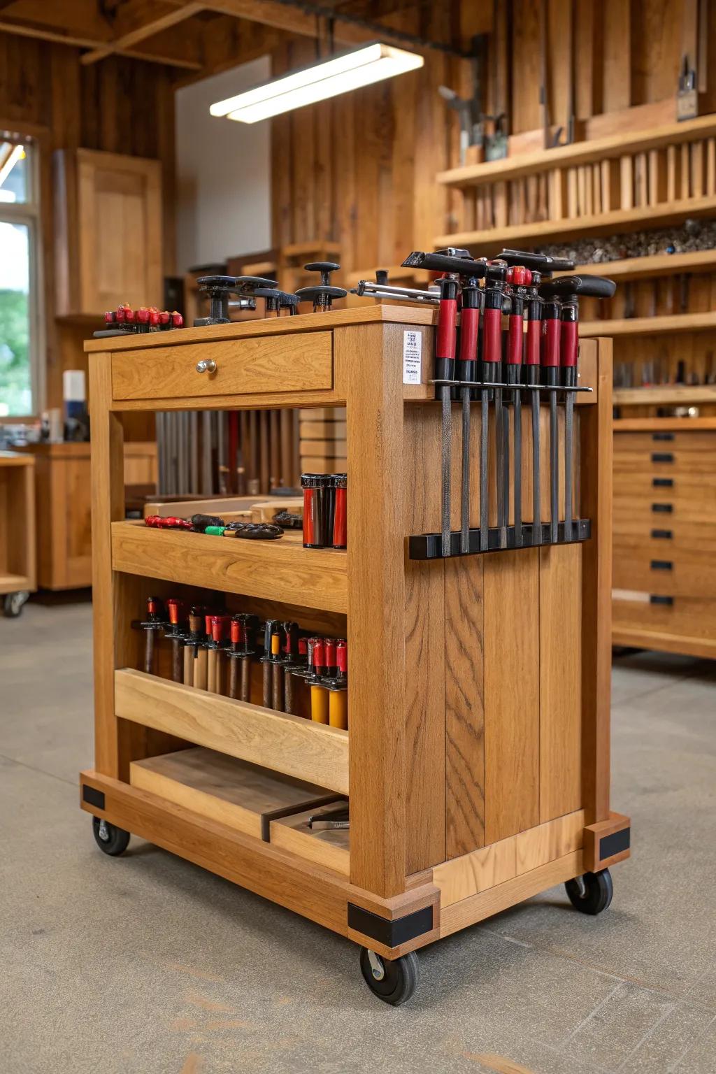 Enhance your workshop with a versatile rolling fastener cart, where craftsmanship meets convenience.