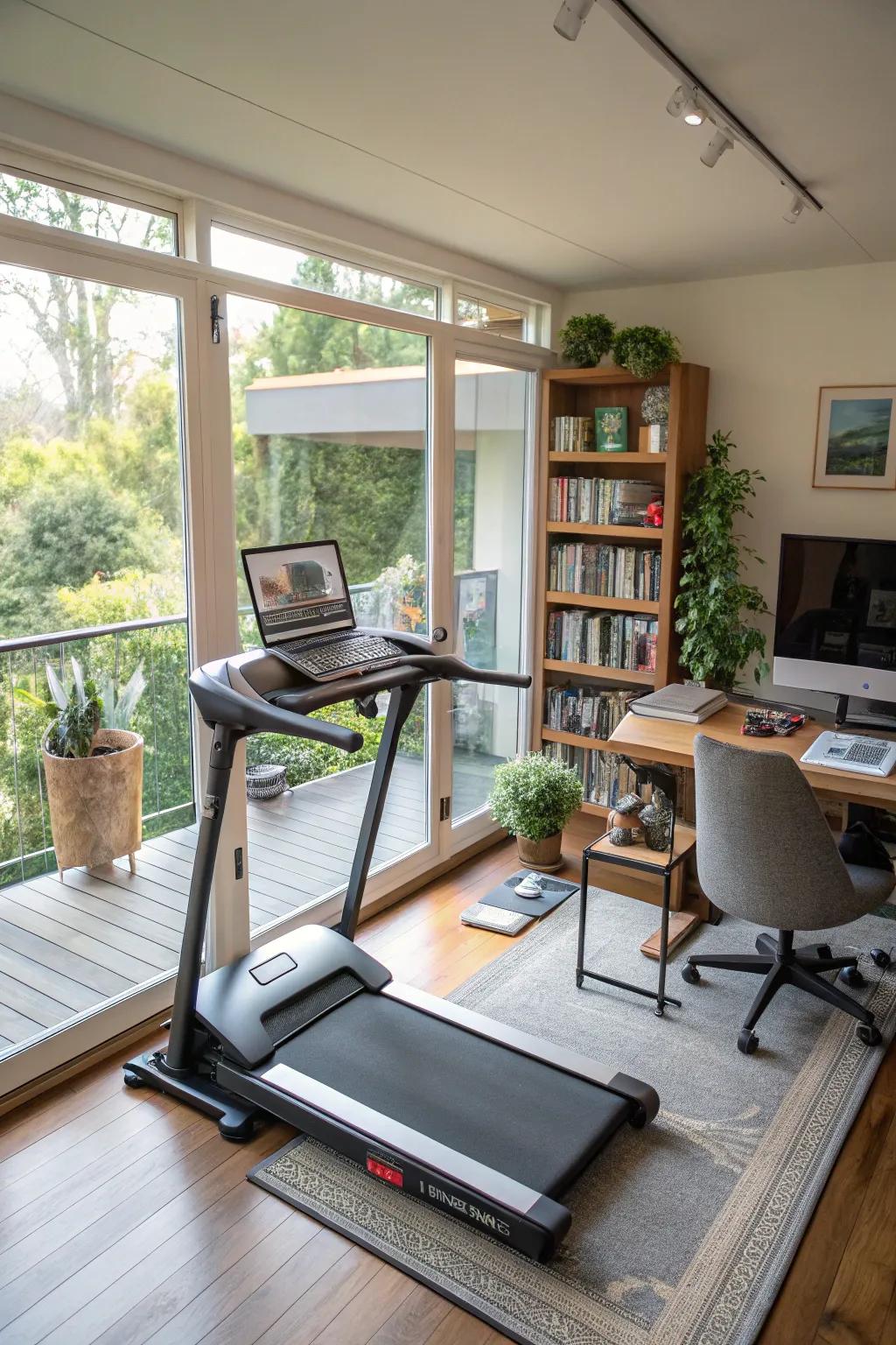 A treadmill desk that combines physical activity and focus.