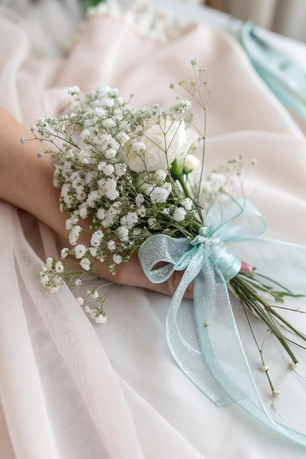 Heavenly wrist adornment highlighting delicate sprays.