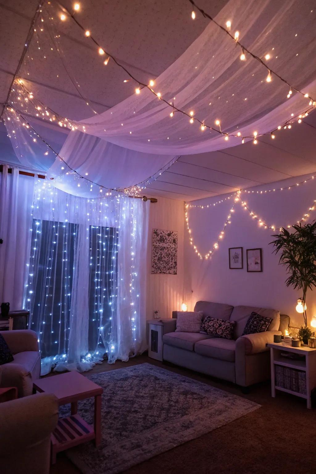 Lighted strands create an ethereal and inviting atmosphere in any space.