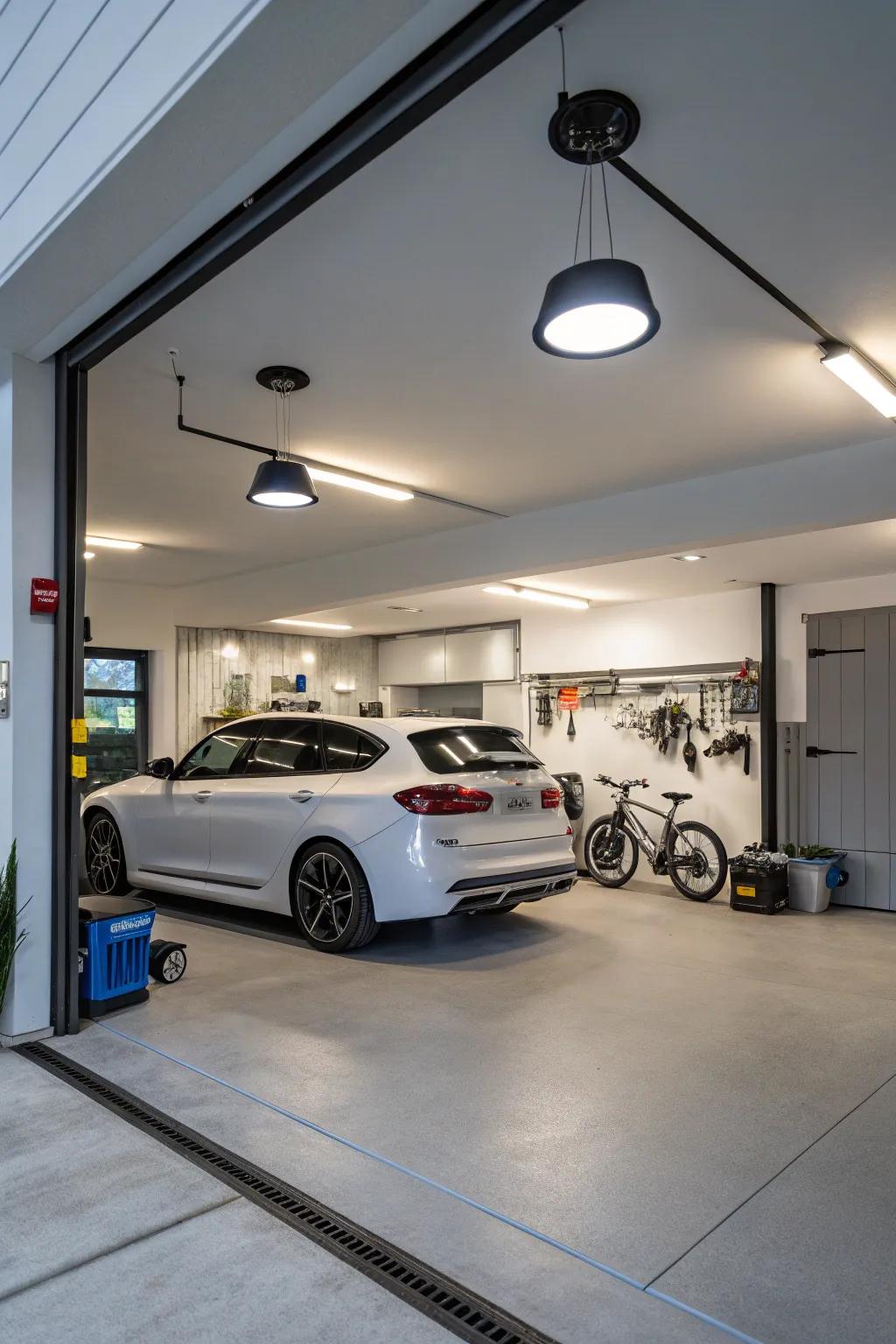 Automated lighting brings convenience and efficiency to your garage.