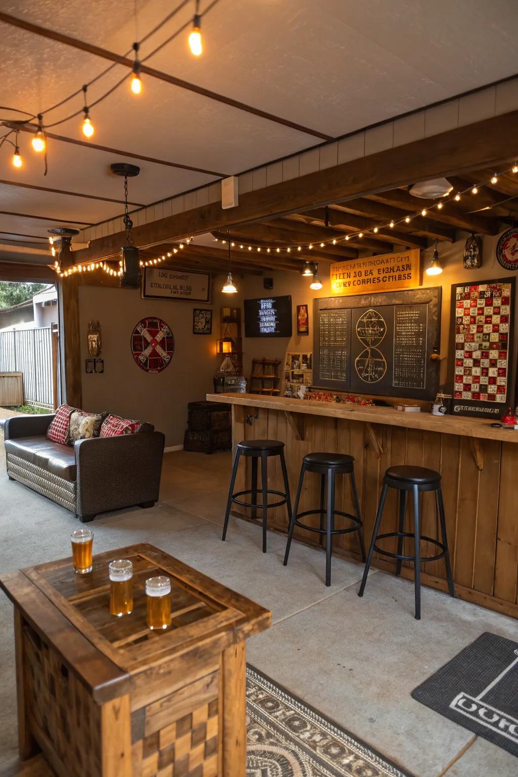 Fashion a welcoming party area by having a garage tavern that's uniquely yours.