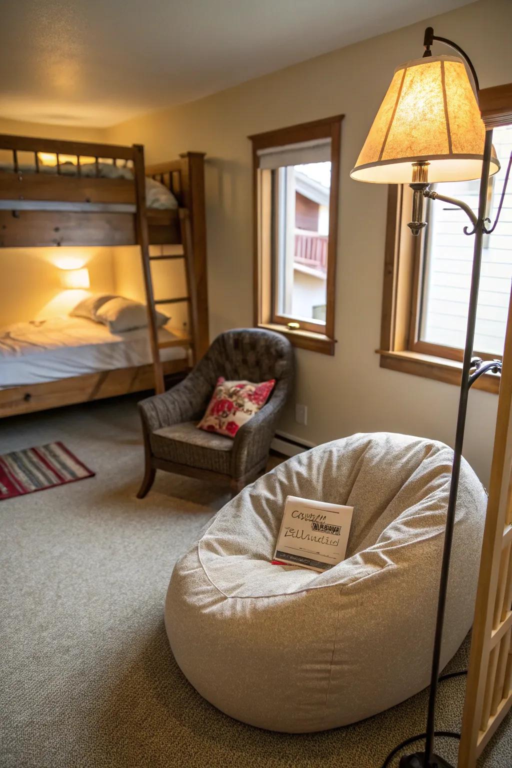 Reading corner as a personal retreat.