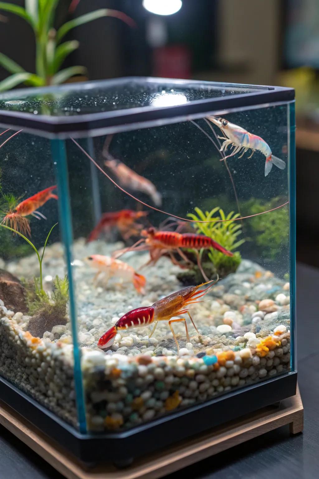 Bring vibrancy through a colorful shrimp gathering.