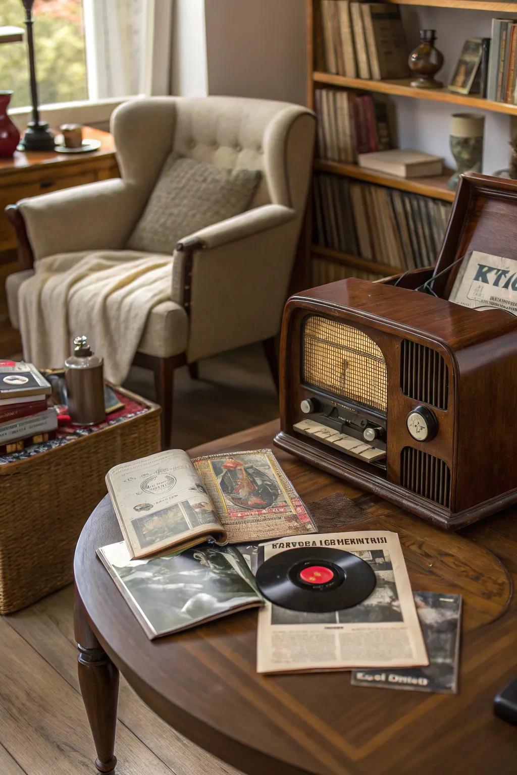 Listen to traditional broadcasts on a radio from the 1940s.