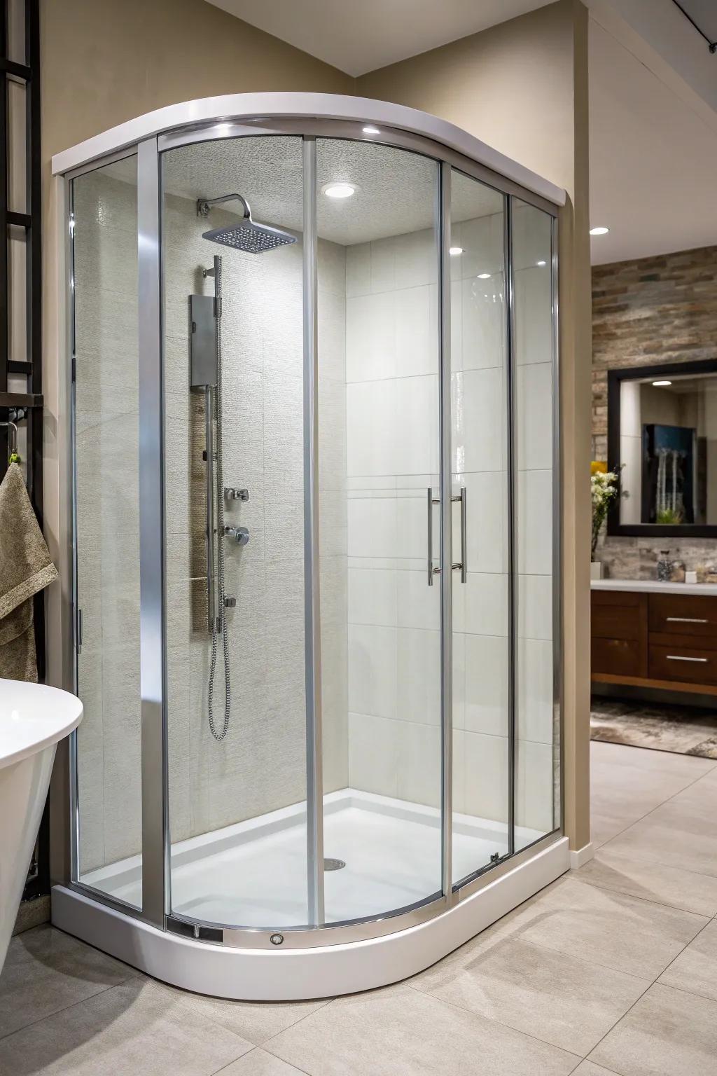 Curved shower frames introduce a gentle and stylish design component.