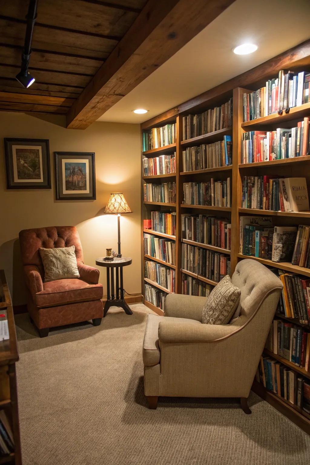 Immerse yourself in the world of books with a dedicated library nook.