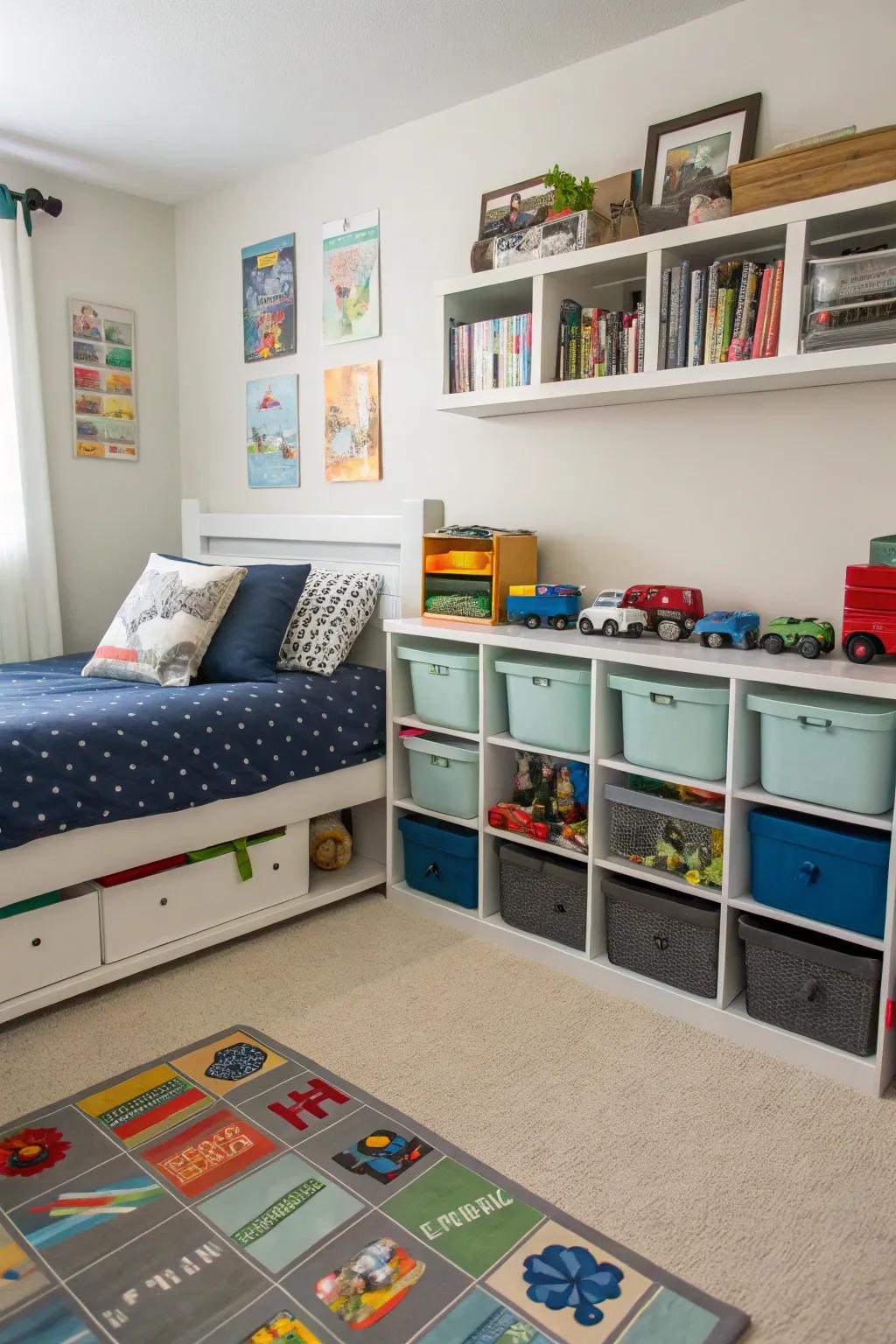 Effective storage to maintain a clutter-free room.