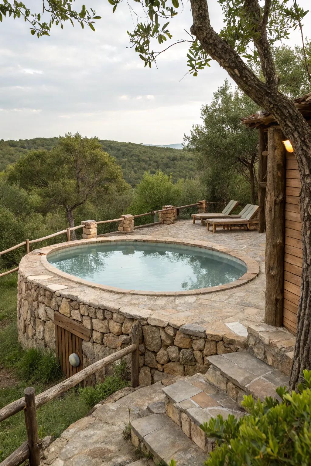 A rustic design connects your pool to the natural landscape.