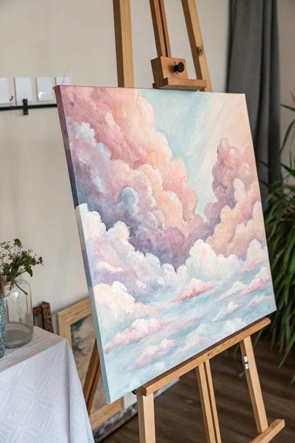 An abstract watercolor featuring ethereal fogscapes.