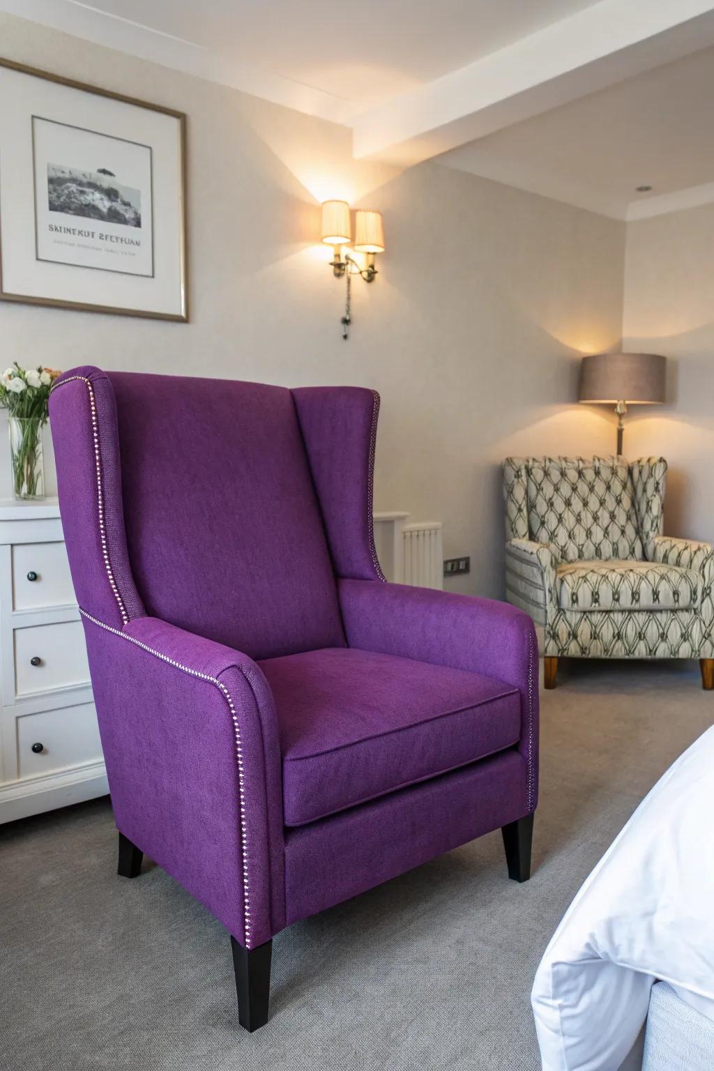 Make a statement with bold purple furniture.