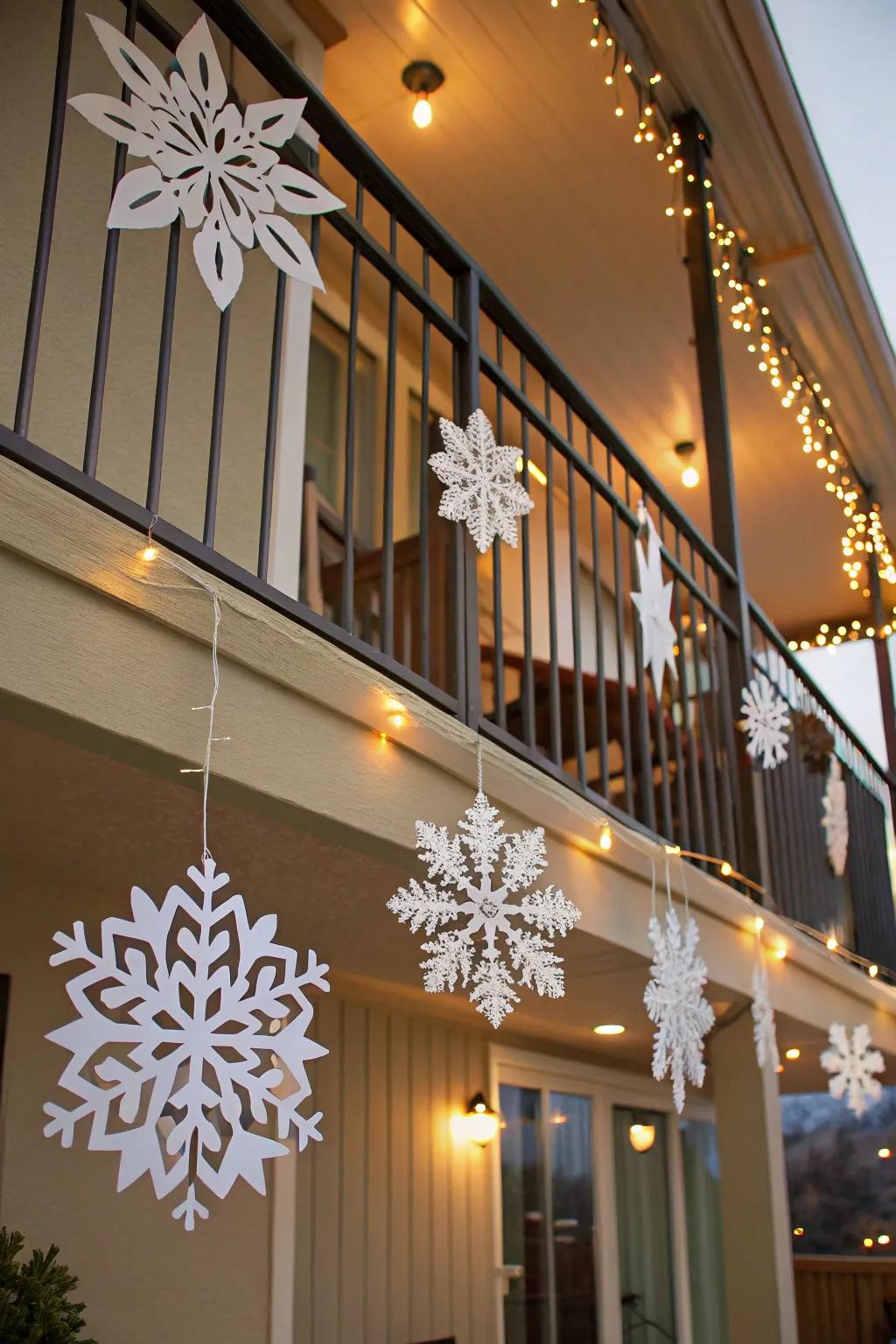 Do-it-yourself icicle flurries furnish a personalized and celebratory accent.