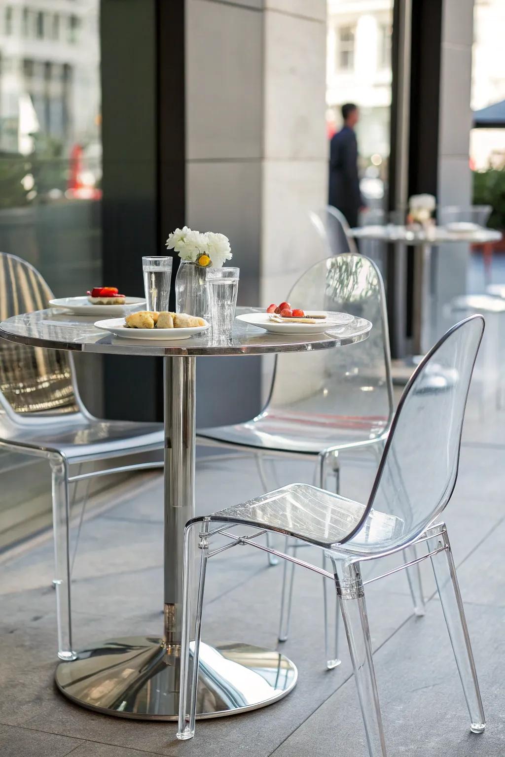 See-through furniture opens up the area.