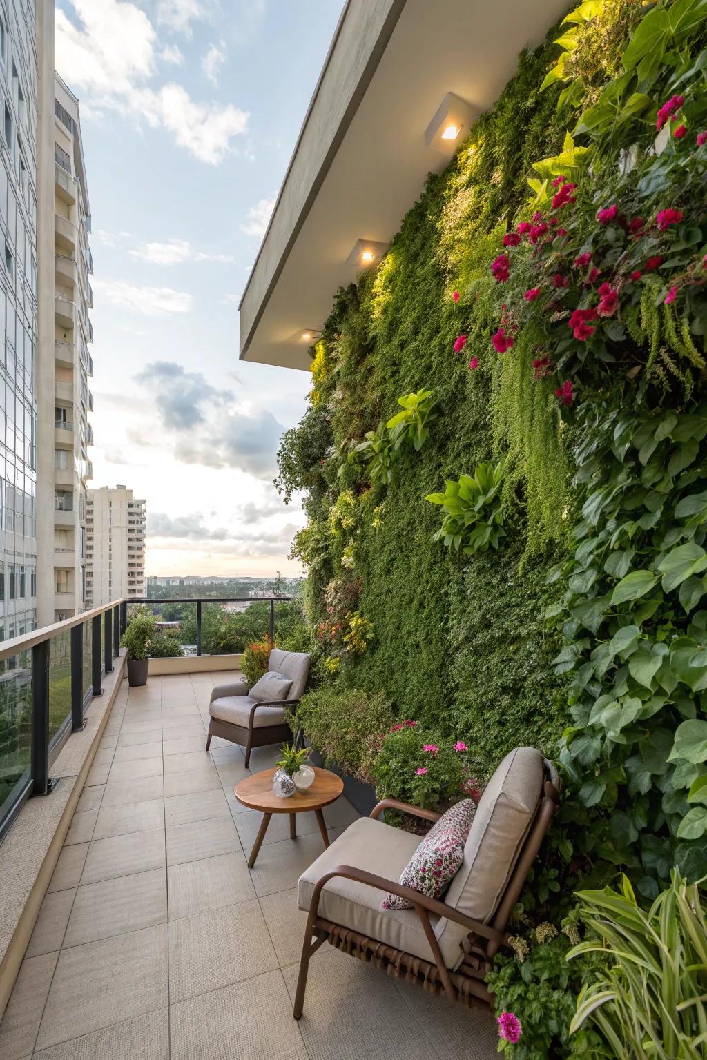 A garden that grows vertically maximizes space and adds greenery.