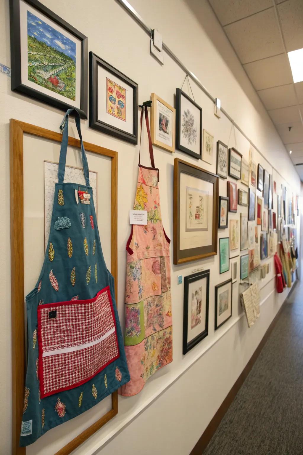 An apron gallery wall is a creative way to showcase your collection.