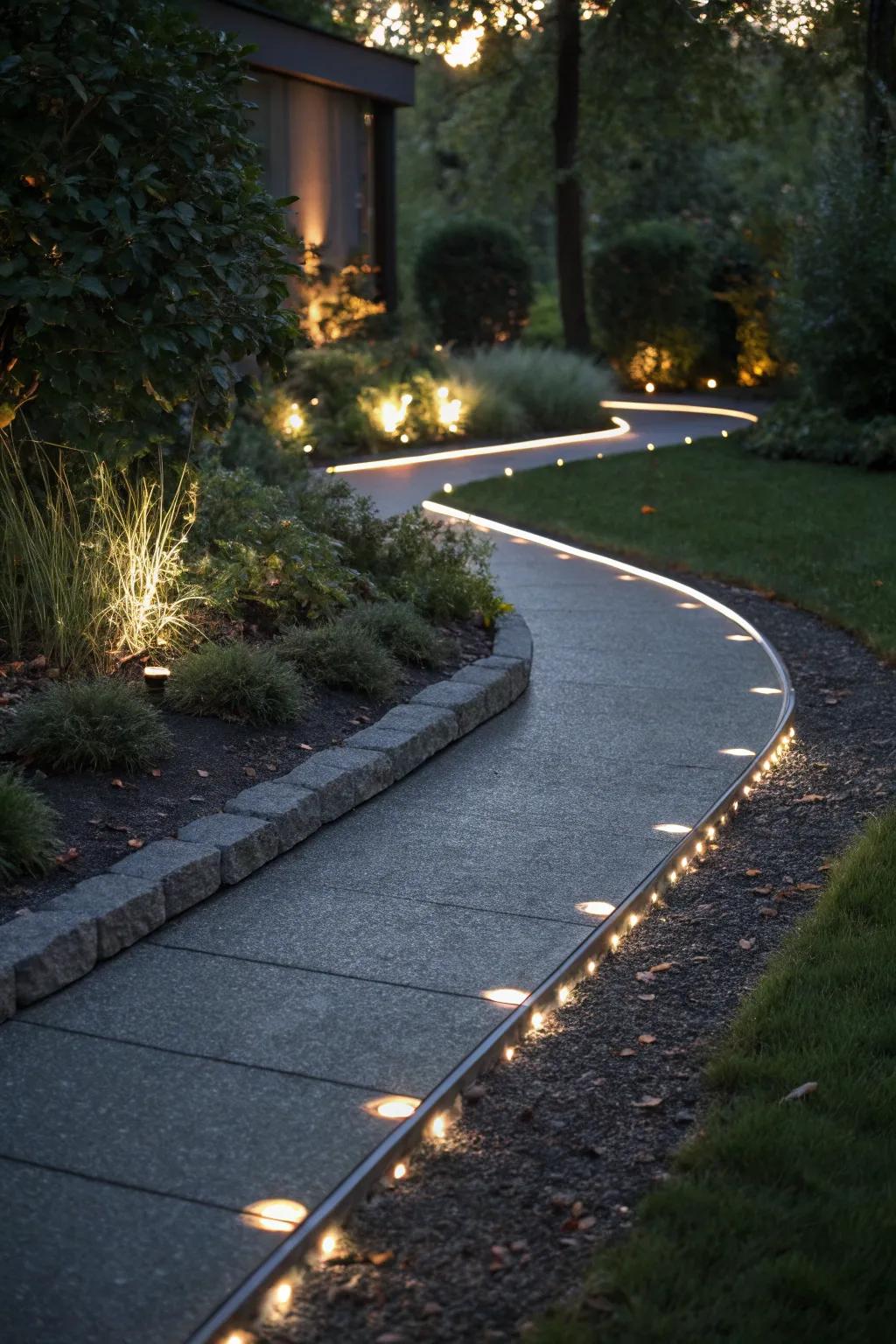 Illuminate your path with the elegance of embedded LED lights, where craftsmanship meets modern aesthetics.