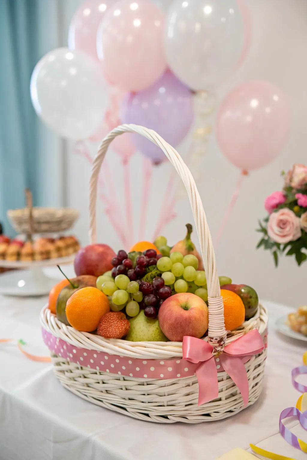 A harvest-laden container provides lively colors, freshness.