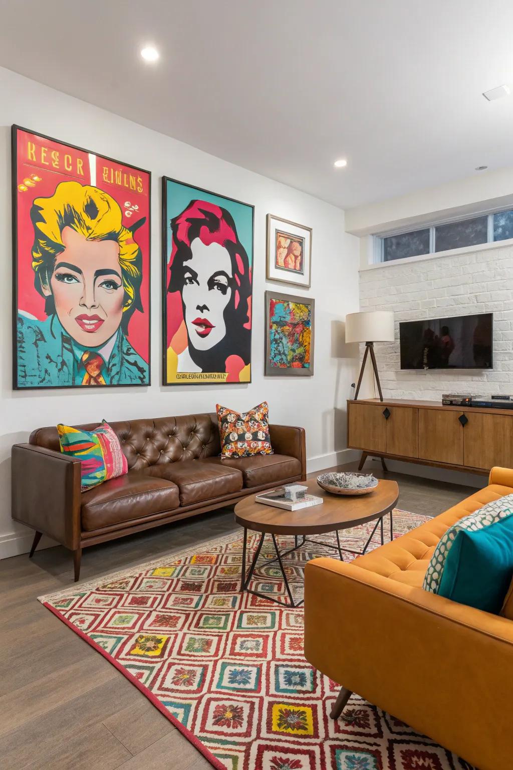 Vibrant art enriches dynamic vigor and humor to the area.