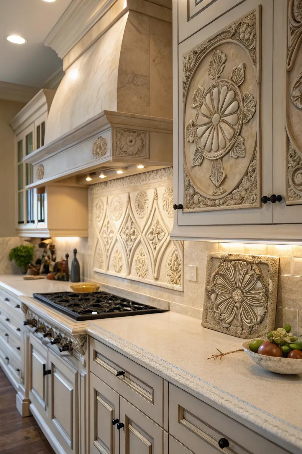 Artistic dimension using artistic ceramic trims.