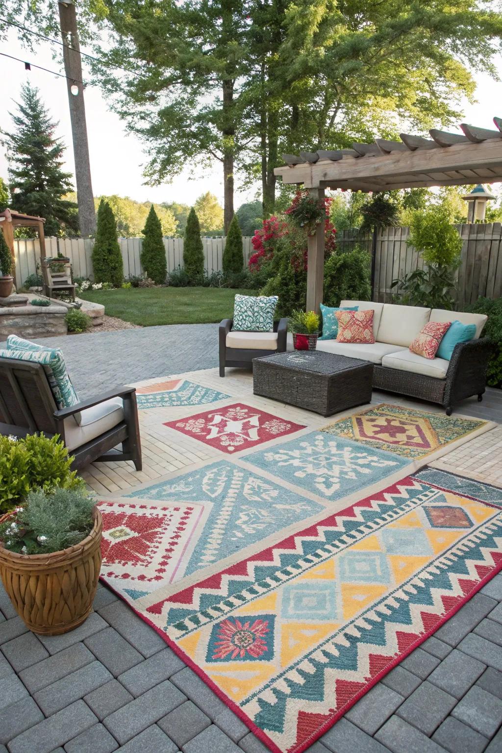 Outdoor mats can impart coziness and flair to your patio.