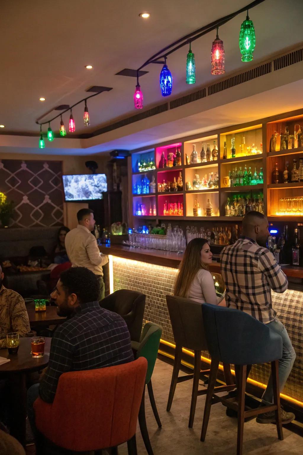 Flash effects bring a high-energy atmosphere to the bar.