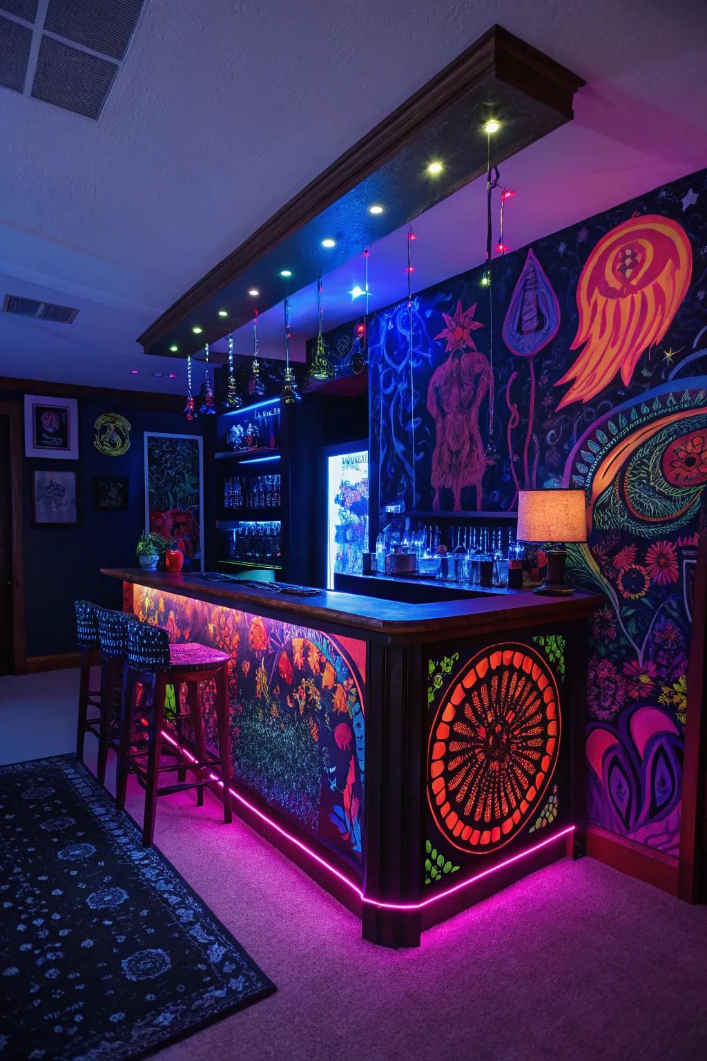 Psychedelic wonderland provides a surreal experience with bold colors.