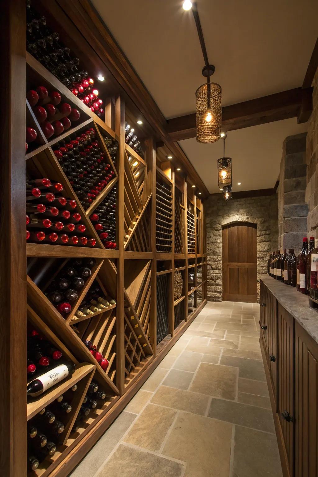 Artistic displays make your wine collection visually appealing.