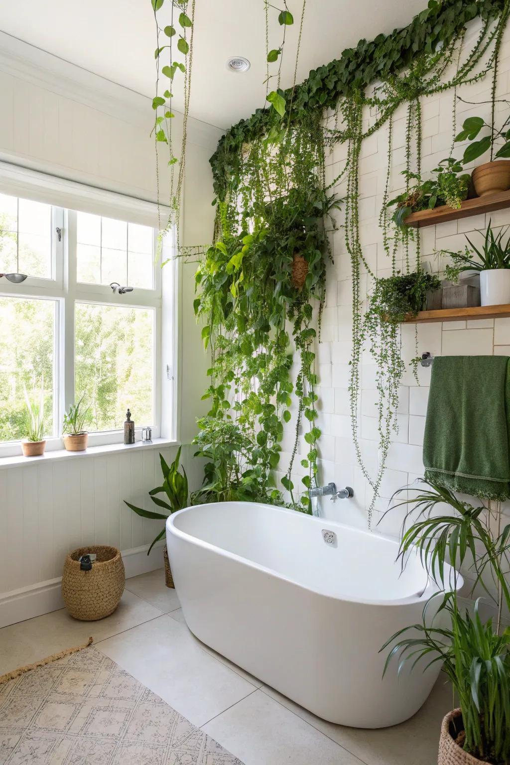 Plant motifs create a refreshing spa-like retreat.