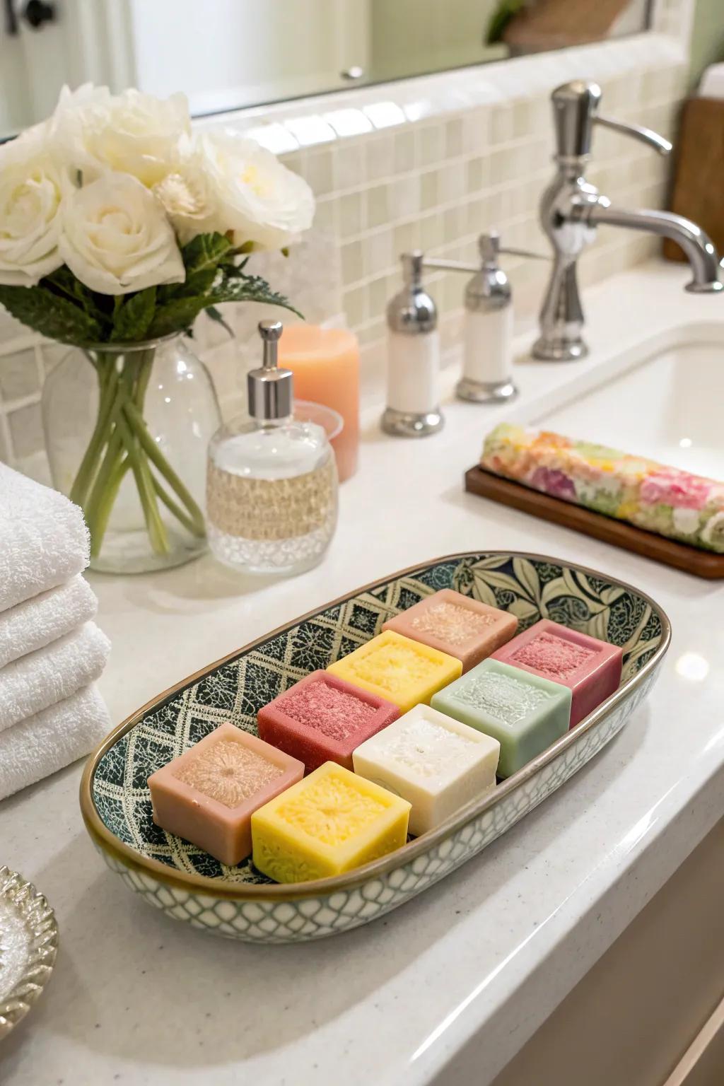 Sculptural soaps infuse grace and functionality into your counter.