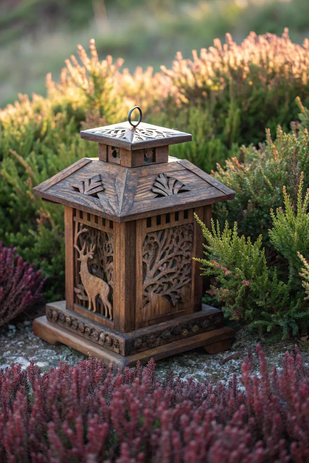 Nature meets craftsmanship: A strong deer feeder protected by a natural barrier of thorny shrubs.